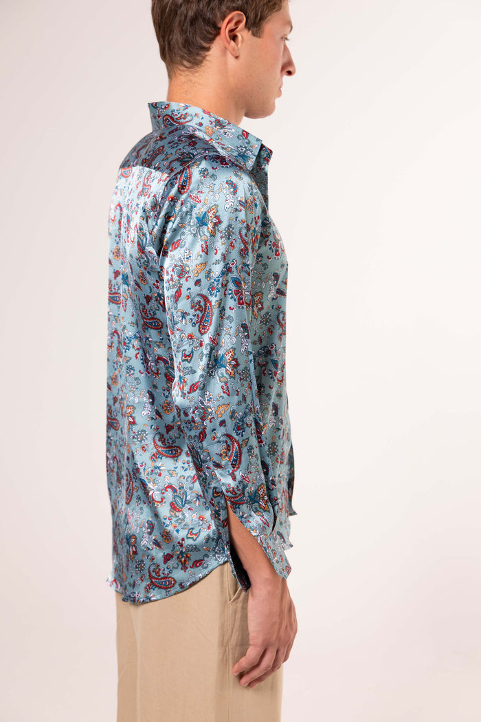 Camicia SETA Celesta con Fantasia FLOREALE