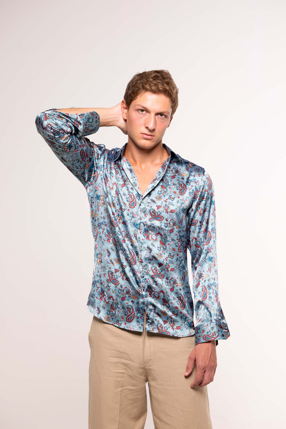 Camicia SETA Celesta con Fantasia FLOREALE
