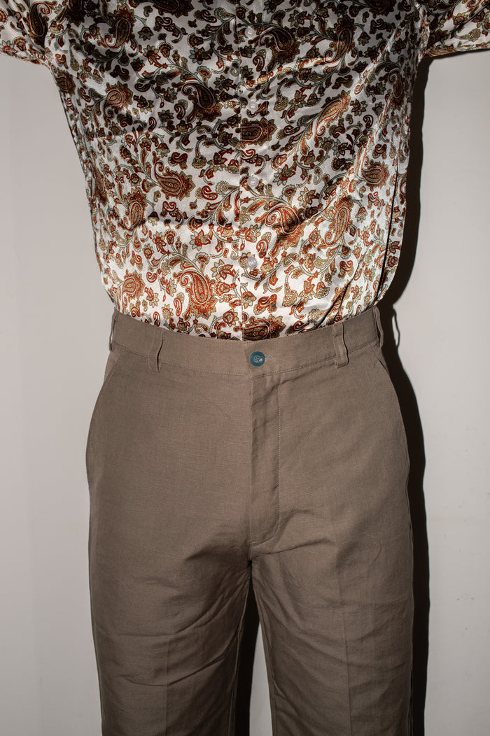 Pantalone MARRONE In LINO fibra lunga