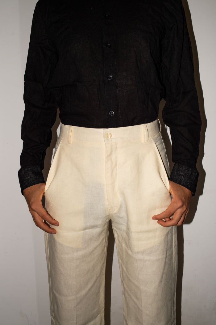 Pantalone PANNA in LINO fibra lunga