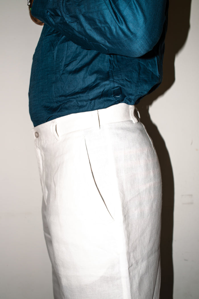 Pantalone BIANCO in LINO fibra lunga