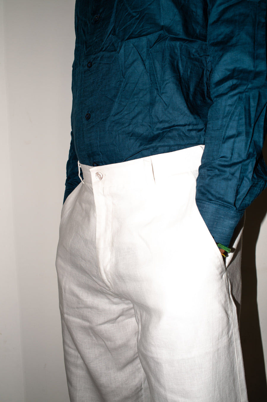 Pantalone BIANCO in LINO fibra lunga