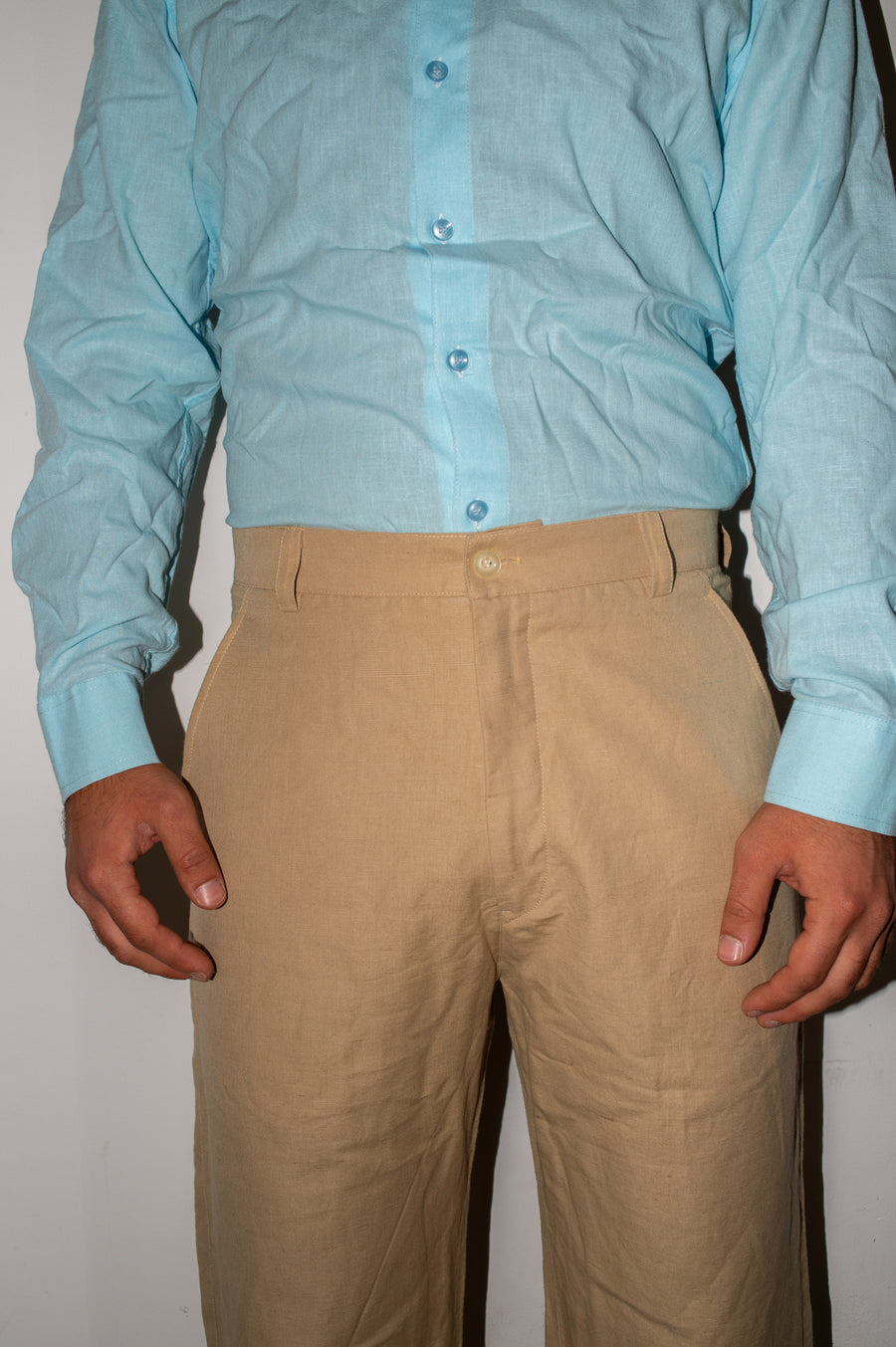 Pantalone BEIGE in LINO fibra lunga